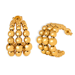 Triple-Row Bead Hoop Earrings