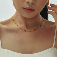 Natural Stone Rectangle Bead Necklace