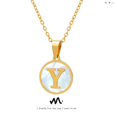 White Shell Initial Medallion Necklace