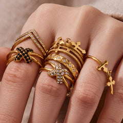 Cubic Zirconia V-Band and Charm Ring Designs