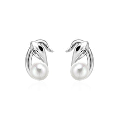 Daphne Vintage-Inspired Pearl Snake Stud Earrings