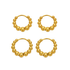 Gold-Tone Beaded Huggie Hoop Earrings