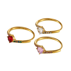 Color Cubic Zirconia Crown Accent Ring