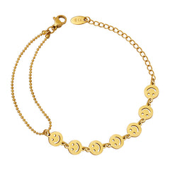 Smiley Face Disc Chain Bracelet