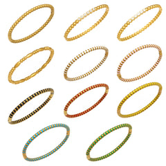 Enamel & Cubic Zirconia Stainless Steel Bangle Bracelets