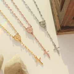 Coin and Cross Charm Necklace