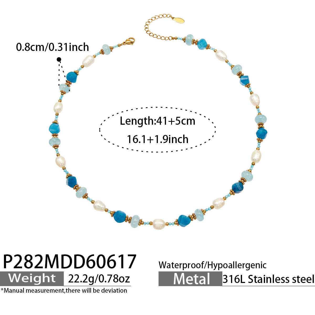 Freshwater Pearl and Aquamarine Bead Necklace
