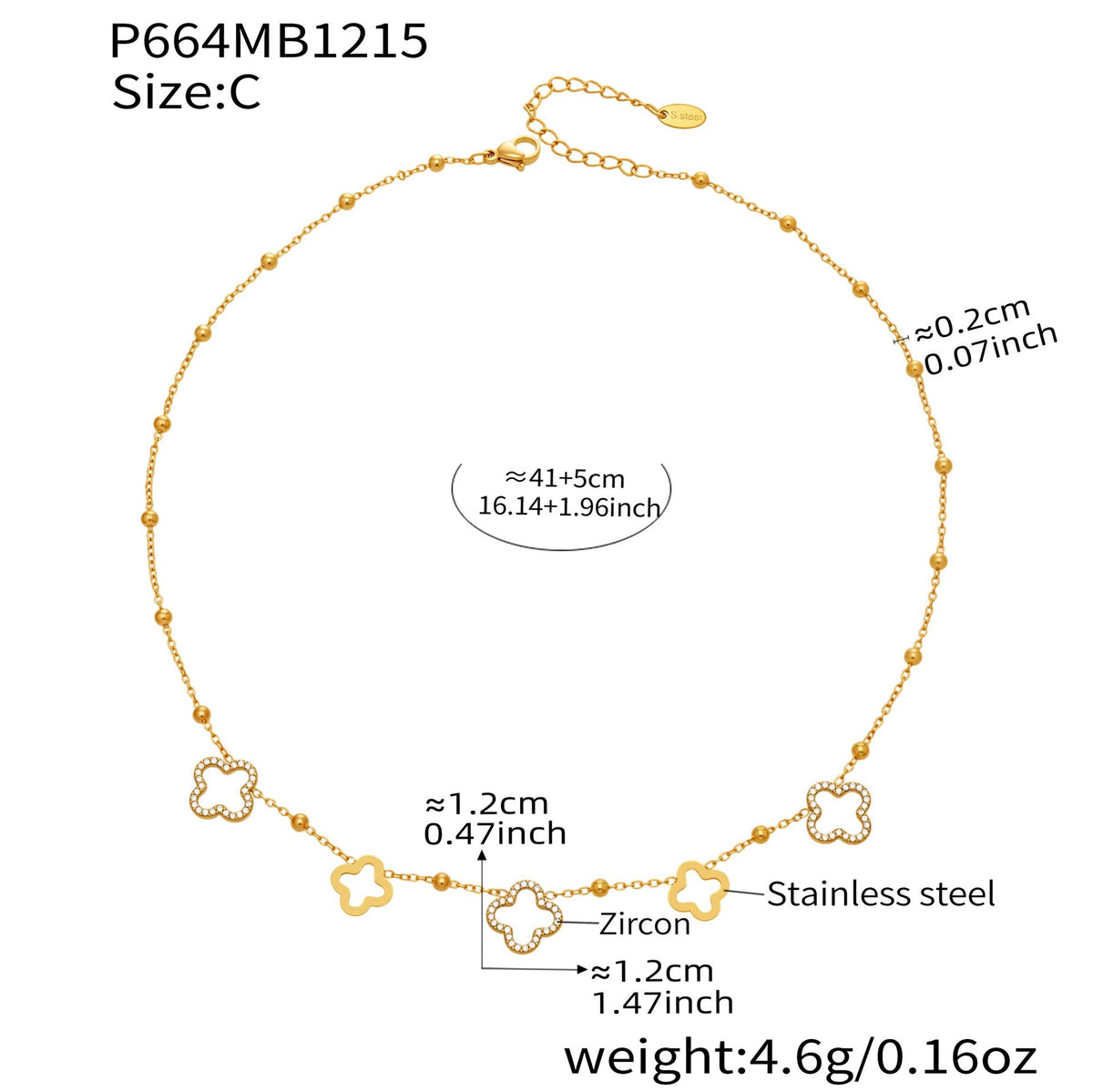 18K Gold-Plated Clover Cubic Zirconia Lariat Necklace