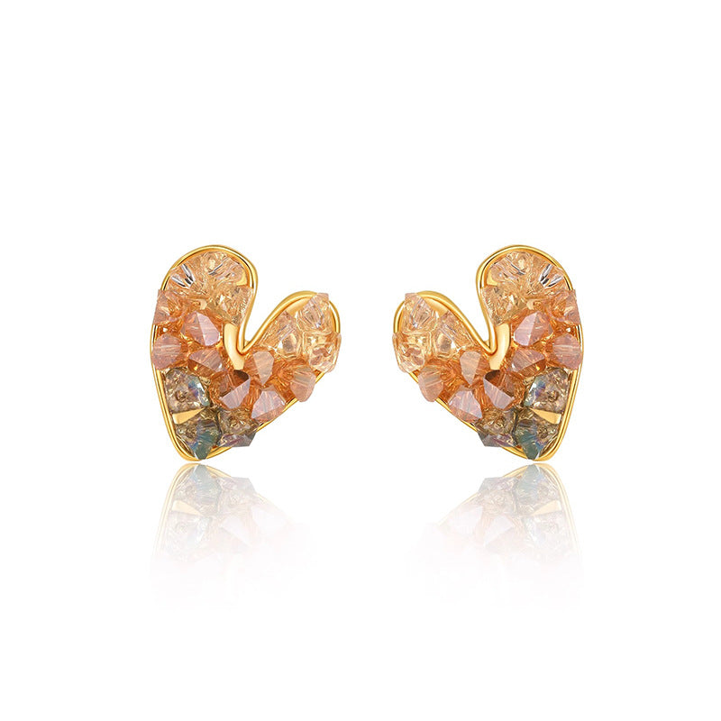 Nadine Vintage-Inspired Crystal Heart Stud Earrings