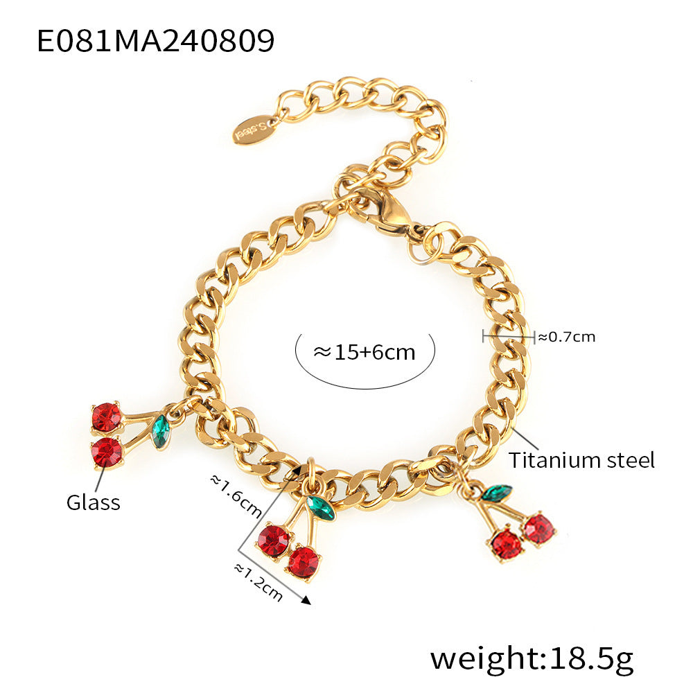 Cherry Glass Accent Necklace or Bracelet