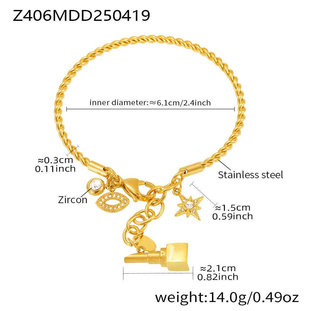 Cubic Zirconia Charm Rope Bracelet