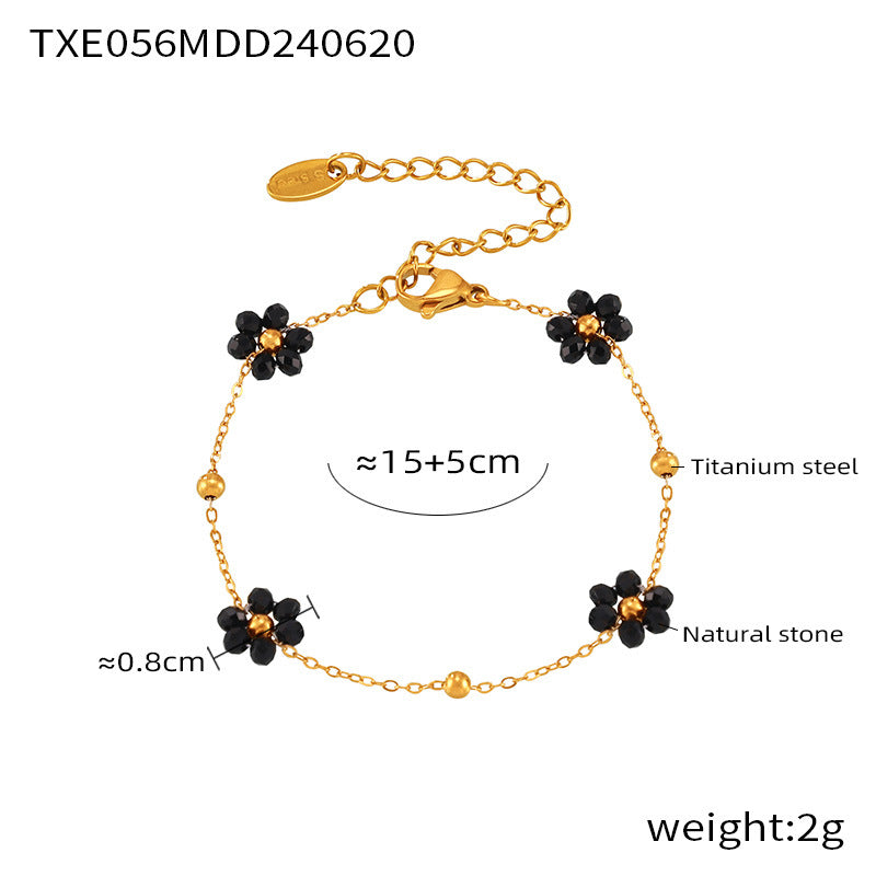 Floral Natural Stone Necklace and Bracelet