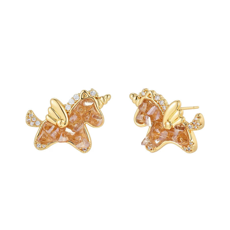 Nadine Dainty Crystal Horse Stud Earrings