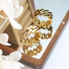 Geometric Enamel Openwork Ring