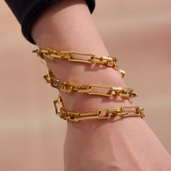 18K Gold-Plated Geometric Link Bracelet