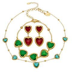 18K Gold-Plated Faceted Glass Heart Jewelry