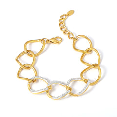 18K Gold-Plated Stone-Accent Rounded Link Bracelet