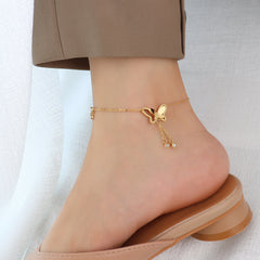18K Gold-Plated Butterfly Charm Anklet