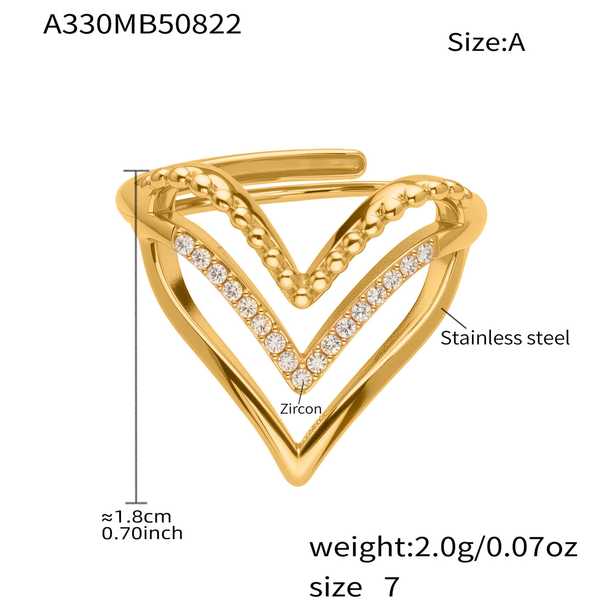 Cubic Zirconia Geometric Open Ring