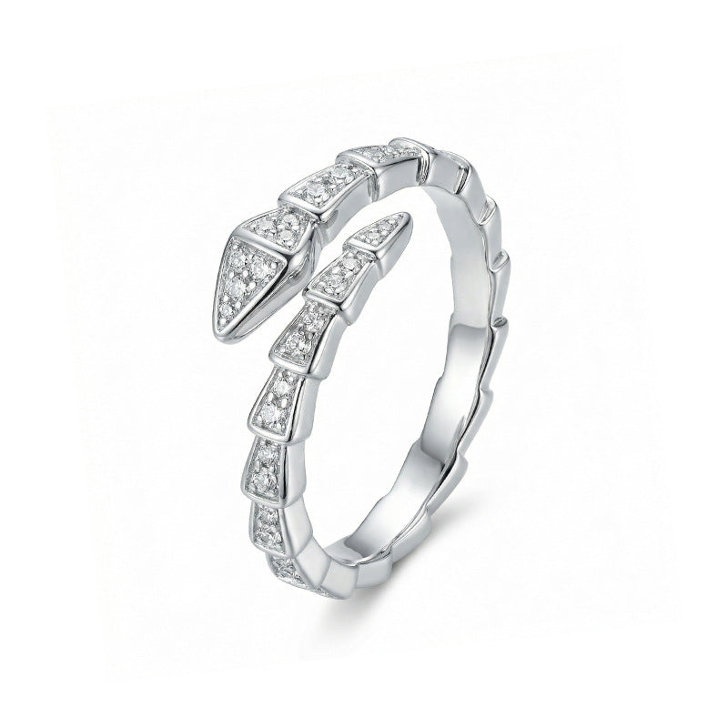 Daphne Dainty Pavé Snake Adjustable Ring