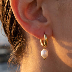 Freshwater Pearl Accent Hoop Earrings