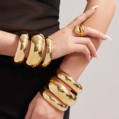 Polished Wide Stainless Steel Bangle Bracelet