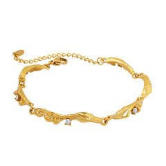18K Gold-Plated Sculptural Cubic Zirconia Bracelet