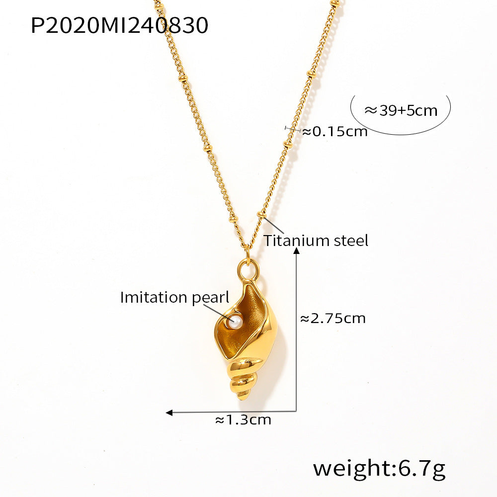 18K Gold-Plated Shell Pendant and Layering Chain Necklaces