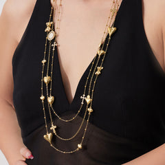 Long Layered Charm Necklace Designs