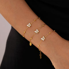 18K Gold-Plated Mother-of-Pearl Butterfly Bracelet
