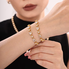 18K Gold-Plated Cubic Zirconia Link Bracelet