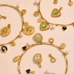 18K Gold-Plated Cubic Zirconia & Freshwater Pearl Charm Necklaces