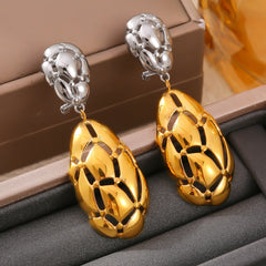 18K Gold-Plated Two-Tone Openwork Drop Earrings