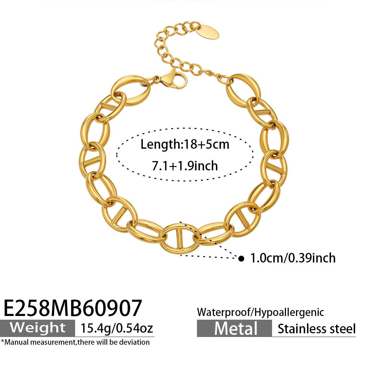 18K Gold-Plated Geometric Link & Cubic Zirconia Bracelets