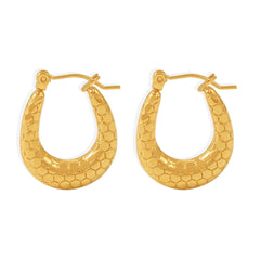 18K Gold-Plated Textured Horseshoe Hoop Earrings