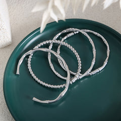 18K Gold-Plated & Silver-Tone Open Bangle Bracelets