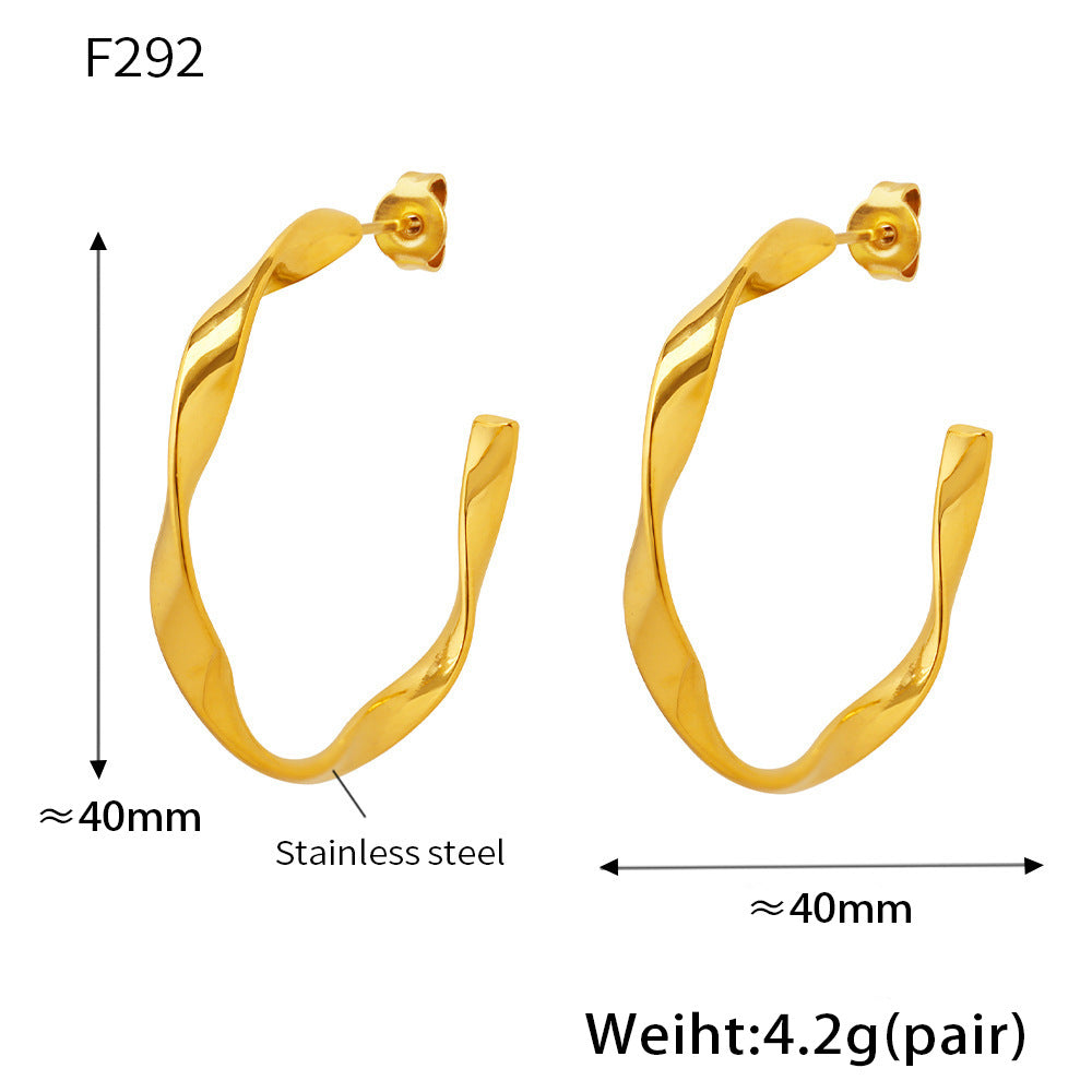 18K Gold-Plated Textured Hoop Earrings