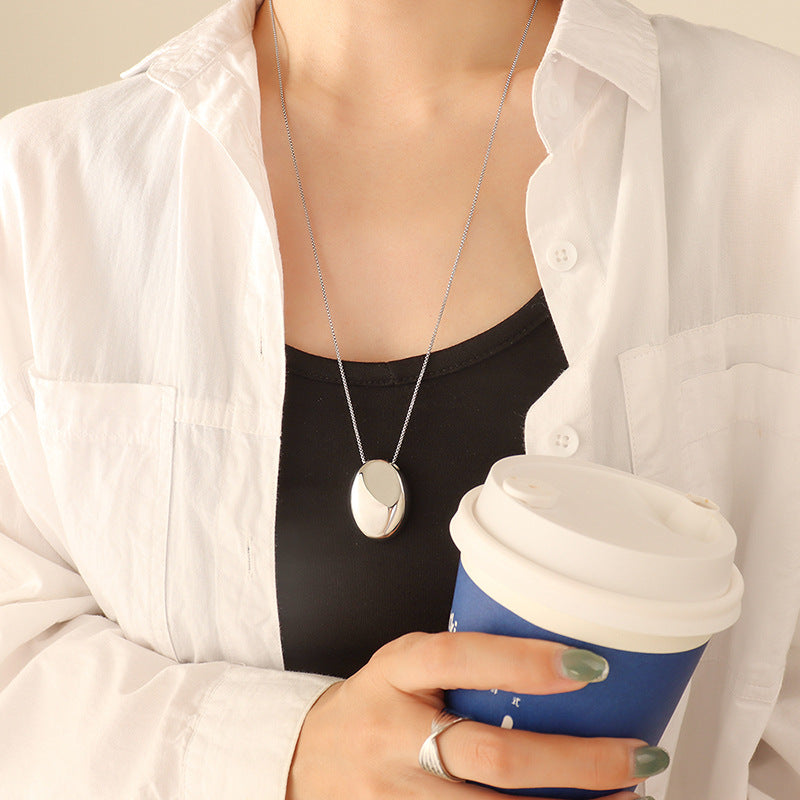 Oval Disc Pendant Necklace