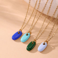 Color Enamel Pendant Necklace and Layering Chains