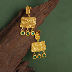 Gold-Tone Textured Rectangle Drop Earrings