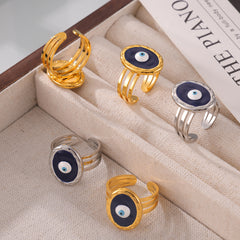 Evil Eye Enamel Open Ring