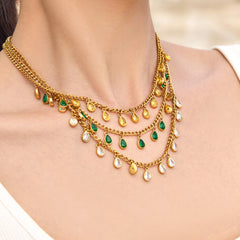18K Gold-Plated Cubic Zirconia Drop Charm Necklace