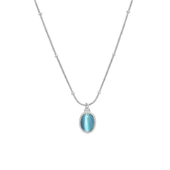 Oval Cat-Eye-Look Pendant Necklace
