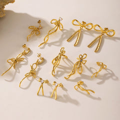 Bow & Ribbon Stainless Steel Drop Earrings