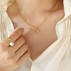 18K Gold-Plated Starburst Tag Pendant Necklace
