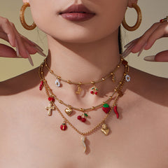 Enamel Cherry or Chili Necklace, Bracelet, Anklet or Ring