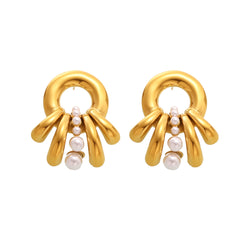 Pearl-Look Sculptural Fan Earrings