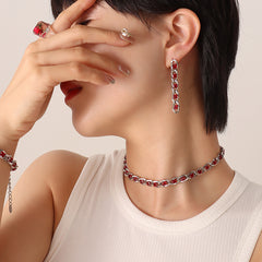 Color Cubic Zirconia Necklace Bracelet and Earrings