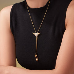 Sparkling Wing and Heart Y Necklace
