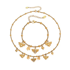 18K Gold-Plated Heart and Insect Charm Jewelry
